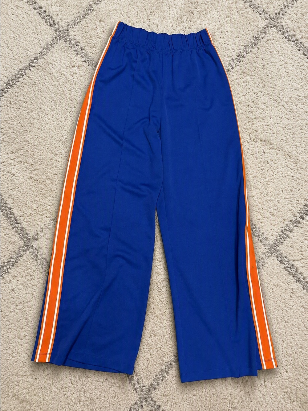 💙🧡 Royal Blue Wide-Leg Track Pants w/ Orange Side Stripes | size Medium